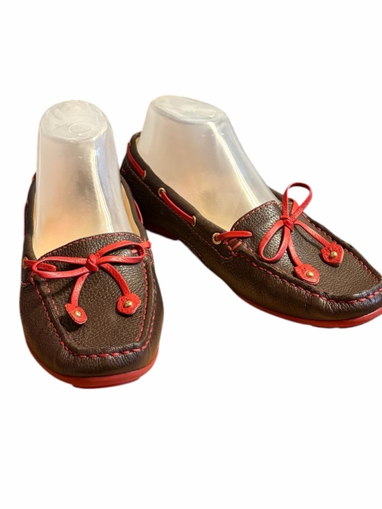 Marc Joseph New York Shoes - Marc Joseph NY Leather Driving Moccasins in Brown with Red Trim